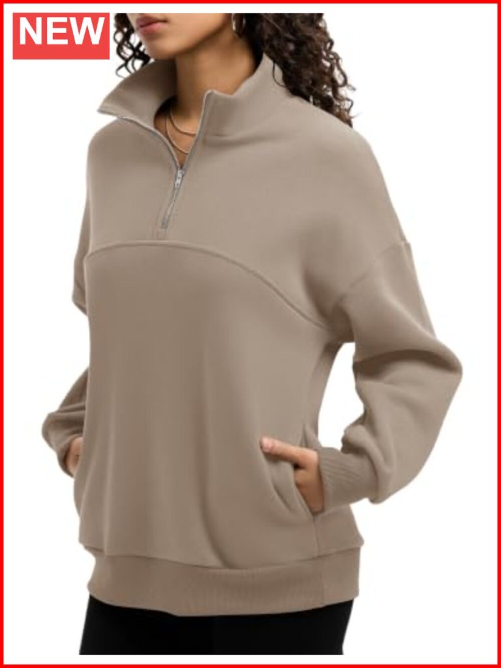 Fleece Quarter Zip Sweatshirt Pullover Lightweight Oversized